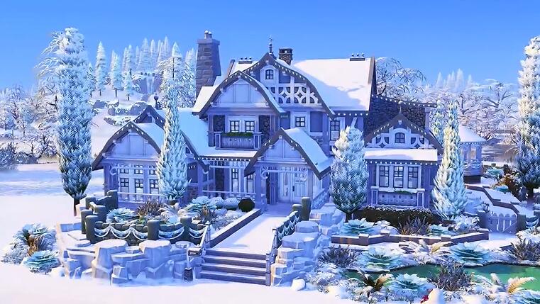 模拟人生4冬日家庭别墅建造视频